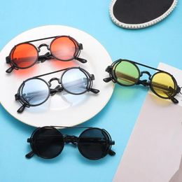 Sunglasses Punk Steampunk Double Spring Temples Sun Glasses Fashion Round Gothic Style UV400 Protection Eyewear