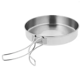 Pans Outdoor Pan Cooking Pot Stainless Steel Camping Utensils Griddle Cookware Roasting Portable Cutlery