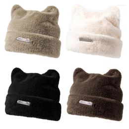 Berets Plush Slouchy Woollen Beanie Hat For Womens Winter Soft Warm Ladies Knitted Skull