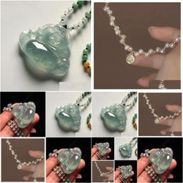 Other Fashion Accessories Jade A Ice Seed Floating Flower Buddha Pendant Female Maitreya Male Big Belly Laughing Drop Delivery Otfry