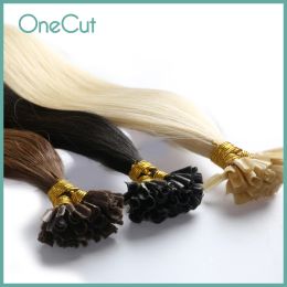 Extensions U Tip Hair Extensions Real Human Remy Hairpieces Natural Straight Keratin Capsules Pure Colour Nails Prebonded Fusion Human Hair