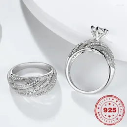Cluster Rings S925 Sterling Silver Colour Ring For Unisex Natural Jewellery Invisible Setting Engagement Round 925 Box