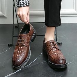 Casual Shoes Alligator Pattern Men Quality Leather British Business Size 38-46 Anti Slip Soft Man Mcrofiber Dress