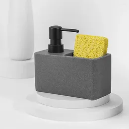 Liquid Soap Dispenser 2-in-1 Lotion Bottle Sponge Brush Kitchen With Holder Surface For Sink