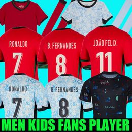 24 25 Portuguesa Soccer Jerseys FERNANDES RONALDO Portugal 2024 Football Shirts Men Kids Kit B.FERNANDES JOAO FELIX long sleeve fans player version BERNARDO