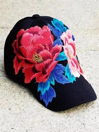 Ball Caps 202402-shi Chic Ins Designer National Style Embroidery Flowers Street Lady Baseball Hat Women Leisure Visors Cap