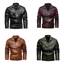 2023 Giacca in pelle da uomo in pile invernale Giacca in ecopelle moto Collo in pelliccia rimovibile Giacca a vento Ropa De Hombre Cappotto sottile