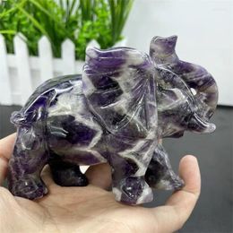 Decorative Figurines Natural Dream Amethyst Hand-carved Elephant Polished Crystal Healing Stone Home Decor Creative Christmas Gifts For Kids