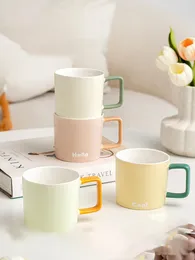 Mugs Ins Style Ceramic Mug Creative Letter Simple Household Drink Water Cup Girl's Breakfast Milk Cups Birthday Gifts For Friends