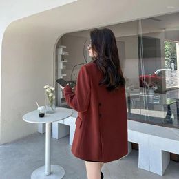 Women's Suits Brick Red Design Sense Suit Jacket 2024 Elegant Spring And Autumn Temperament High Office Lady Blazer Top