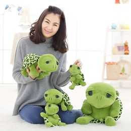 Arrived Cartoon Big Eyes Green Turtle Plush Toy Tortoise Wedding Dolls Child Gift Cushion Birthday Pillow Size 240304
