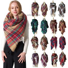 Autumn and winter cashmere like double-sided colorful Plaid square scarf womens shawl