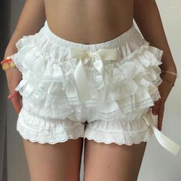 Women's Shorts Women Lace Trim Tiered Lolita Ruffle Elastic Waist Mini Bloomers Y2k Fairy Sweet 00s Korean Skirt