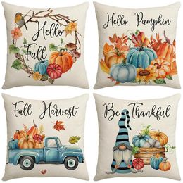 Pillow Pumpkin Gnome Print Pillowcase Happy Thanksgiving Home Decorations Couch Cover 45x45 Sofa Decorative Throw