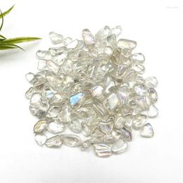 Decorative Figurines Drop 50g Natural Bulk Crystal Stones Electroplate Clear Quartz Reiki Healing Polished Chakra Bead Gravel