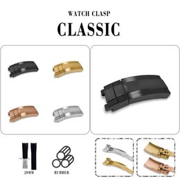 Accessories market rubber strap elbow water ghost GMT double convex short tape 20mm stainless steel folding steel buckle watch buckle