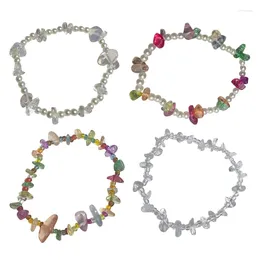 Charm Bracelets Natural Crystal Stone Pearl Healing Irregular Chips Beads Stretch N2UE