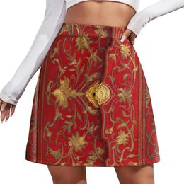 Skirts Red 'portefuille' Book Cover With Gold Thread And Lock 1764 Mini Skirt Short Woman