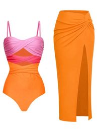 Fashion Colorblock Beach Swimsuit Tankini Women Swimming Suits Swimwear Patchwor Bandage Swimsuit Thong Underwear Bra 240227