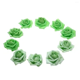 Decorative Flowers 50pcs Artificial Roses Wedding Decoration Supplies For Bridal Shower Home ( Grass Green )