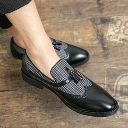 Casual Shoes Tassel Loafers Men Slip-on Brogue Formal Business Thick Sole Comfortable Moccasin High Quality