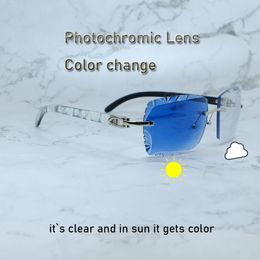 4 Season Glasses Colour Change Sun Glasses Two Colours Lenses Photochromic Sunglasses Designer Luxury Carter Designer 012 Big Diamond Cut Marble Horn Glasses