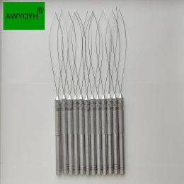 Needles metal loop pulling threader for hair extension tools