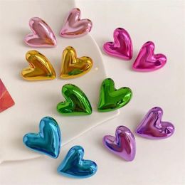 Stud Earrings Heart Shaped Fashion Acrylic Metallic Color Drop Elegant Earring Wedding