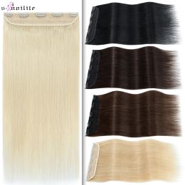 Extensions Snoilite 100g Thick Clip In Hair Extensions Human Hair 5 Clips Hairpiece 22Inch Natural Extension Hair Clip Double Drawn Blonde