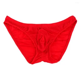 Underpants Ruched Back Thong Lingerie Men Sexy Convex Pouch Ice Silk Briefs Bikini Underwear Stretch Sissy Erotic Panties