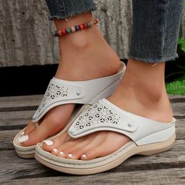 Sandals Women Summer Solid Wedges Fashion Breathable Slip On Slipper Open Toe Comfortable Beach Shoes Women's Walking