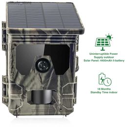 Hunting Trail Cameras Outdoor solar panel hunting camera infrared automatic monitoring wild animal trap trail camera 24MP 1296P video and photo recorder Q240321