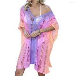 Casual Dresses Summer Women Cover Up Dress Hollow Out Knitting Bikini Sexy Beachwear