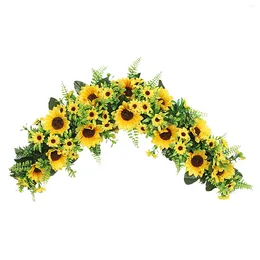 Decorative Flowers Artificial Sunflower Dry Vine Wreath Lintel Hanging Arrangements Handmade Diameter 70cm For Door Wall Decor