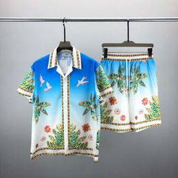 23ss Мужские дизайнерские спортивные костюмы Роскошные классические модные гавайские рубашки Спортивные костюмы шорты с принтом ананаса рубашка с коротким рукавом Костюм # 036