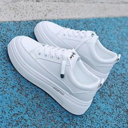 Casual Shoes 2024 Spring Student Thick-soled Fashion Single Shoe Women's Lace-up White Platform Sneakers Ladies Breathable