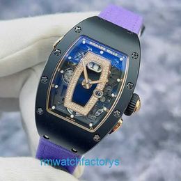 Casual Wristwatch Unisex RM Wrist Watch Womens Watch Rm037 Black Ceramic Material Side Rose Gold Automatic Mechanical Womens Watch with Diamond Black Lips