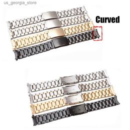 Watch Bands Wholesale 16mm 18mm 20mm 22mm 24mm Classic Unisex Stainless Steel Solid Link Band Curved End Band Wrist Strap Bracelet Y240321