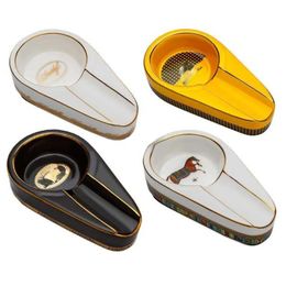 Ceramic Portable Travel Ashtray Yellow Cohiba Cigar Accessories Wholesale