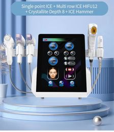 4 In 1 multi 12 D HIFU microcrystal depth 8 Ice hammer Face Lifting Rf Microneedling Radio Frequency Wrinkle Removal Treatment
