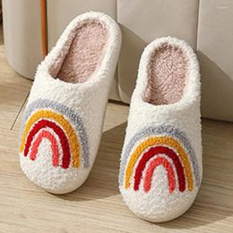 Slippers Rainbow Warm Fluffy Soft Cozy House Fuzzy Winter Non Slip Indoor Outdoor For Women Men