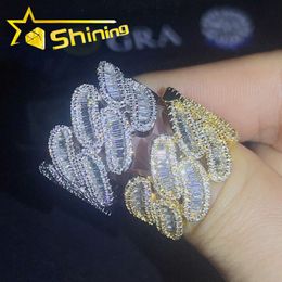 Designer Jewellery Selling Hip Hop S925 VVS Moissanite Hot sale mens hip hop Jewellery iced out ring pass diamond tester baguette moissanite rings