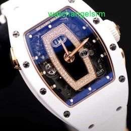 Crystal Automatic Wrist Watch RM Wristwatch Womens Series Rm037 Black Ceramic Womens Watch 52x34.4mm Diameter Rm037