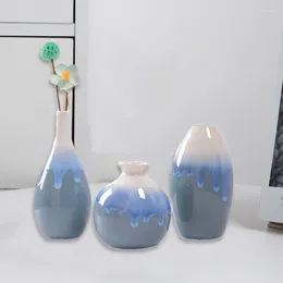 Vases Plain White Blue Ceramic Flower Arrangement Vase Creative Art Hydroponic Bottle Modern Living Room Desktop Decoration