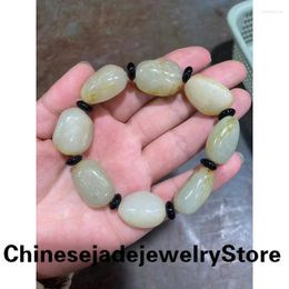 Bangle Bracelet Natural Hetian Jade Pure Handwork Carved Nephrite Beautiful High Precious String Handring Jewelry