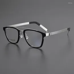 Sunglasses Frames Vintage Titanium Acetate Screwless Optical Glasses Frame Men Ultralight Myopia Eyeglasses Women Fashion Double Beam