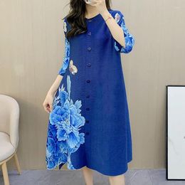 Casual Dresses High End Loose Fitting Oversized Meat Covered Dress With Chinese Style 2024 Summer Print Women