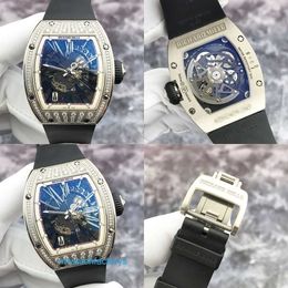 Casual Wristwatch Unisex RM Wrist Watch RM023 Skeleton Dial 18K White Gold Original Diamond Date Automatic Mechanical Mens Watch Large Dial