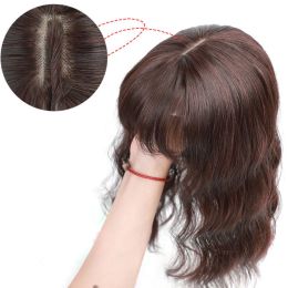 Bangs Bangs Toupee Hair Topper Closure Short Water Wave Clip In Hair Black Brown Mixed Synthetic Hair Wig For Women