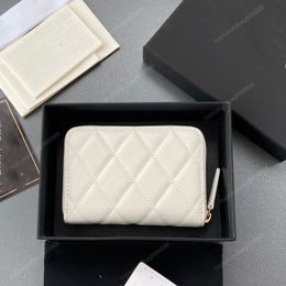 10A High quality luxury purse Change purse Holders designer women wallet fashion white purse 11CM Short zipper wallet Genuine Leather small purse Gift box packaging